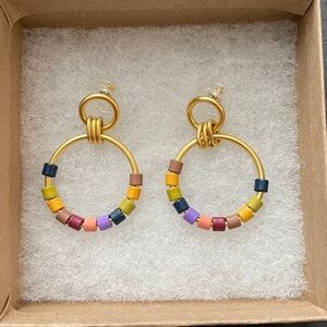 Madewell Hoop Earrings with Multicolor Beads - Women's Fashion Jewelry
